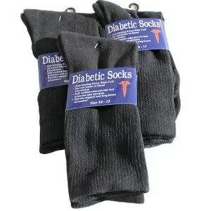 Men's Therapeutic Diabetic & Neuropathy Socks Black Size 9-11, 3 Pair Pack NEW